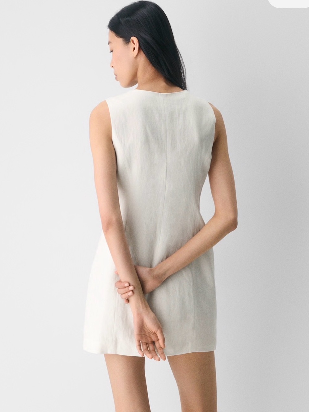 Aritzia Linen V-Neck Button Dress - Picture 2 of 5